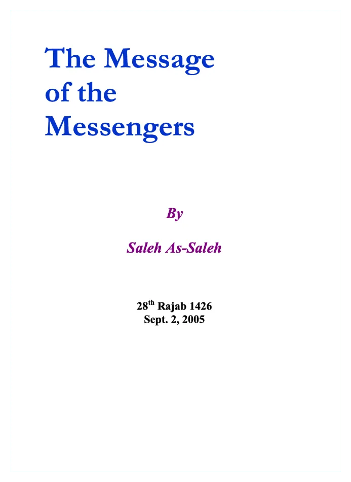 The Messengers and Their Tasks